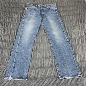 Levis Premium 501 93 Straight Leg Jeans Light Wash Blue W32 L30 Button Fly